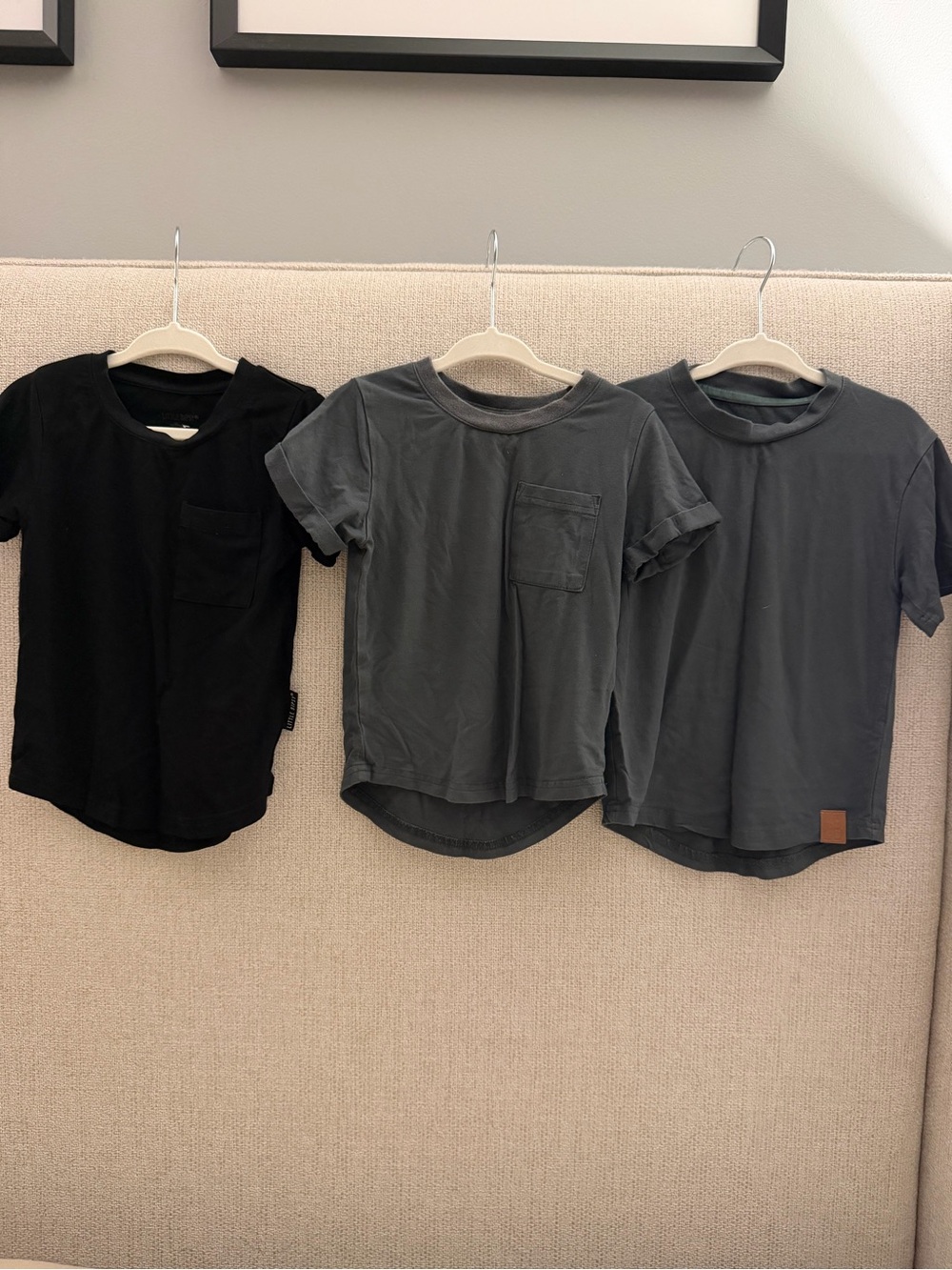 Little Bipsy Kids' Short Sleeve Pocket Tee - Black & Charcoal (Set of 3)